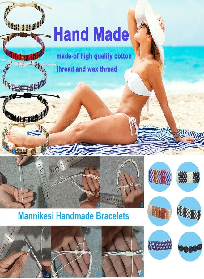 Mannikesi 5pcs Bracelet For Men, Ankle Bracelet for Women, Unisex Handmade Waterproof Surfer Beach Men's Bracelet, Colorful Anklet Bracelet String Rope Jewelry for Women Men Teen Girls Friendship Bracelets - Image 3